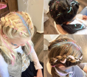 Crazy braid glitter hair kids party
